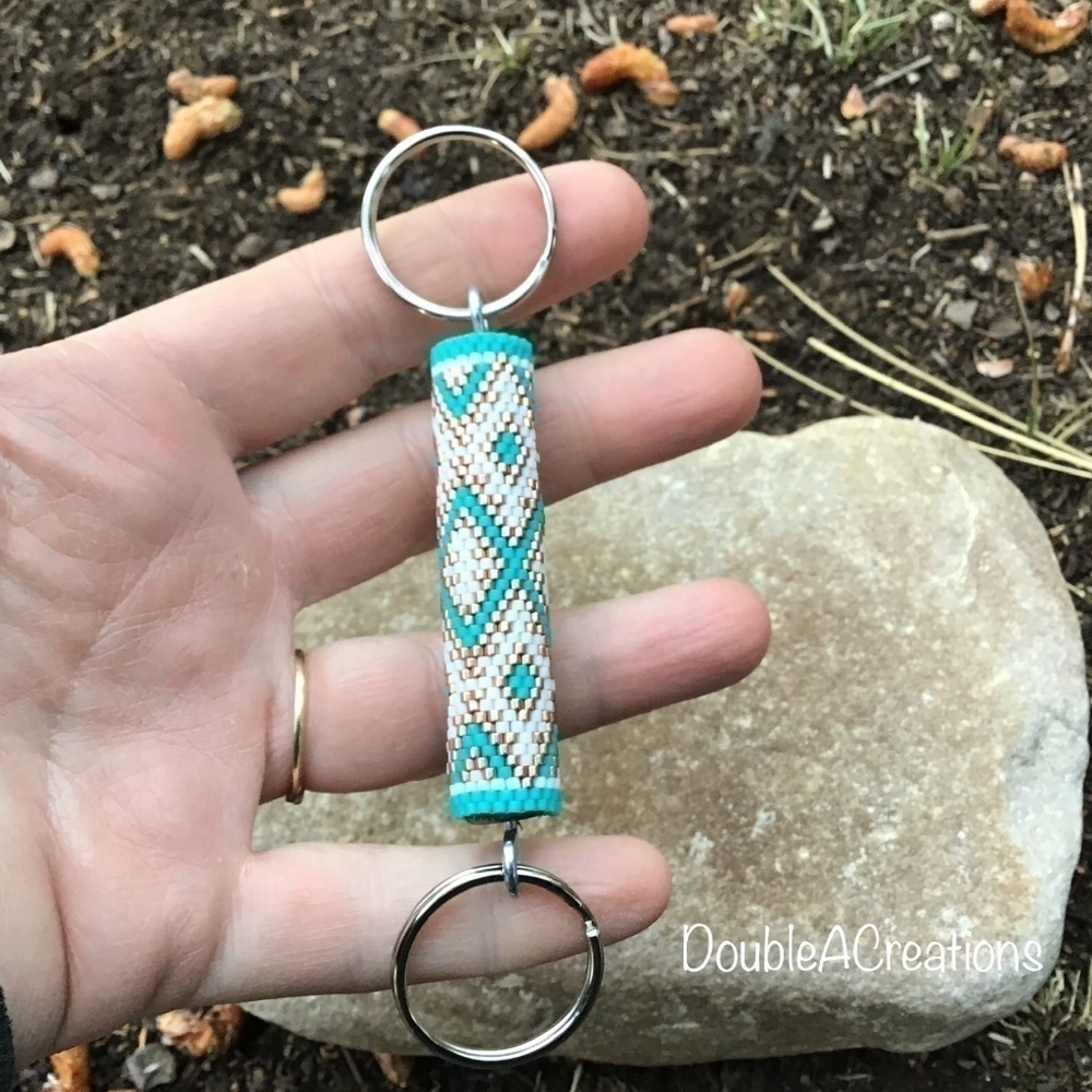 SOUTHWEST Copper and Turquoise Beaded Keychain